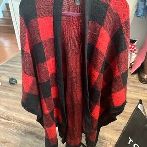 Lane Bryant Red and Black Knit Shawl